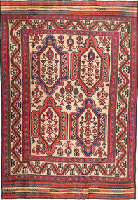 193X281 Dywan Orientalny Kilim Golbarjasta Czerwony/Beżowy (Wełna, Afganistan) Carpetvista