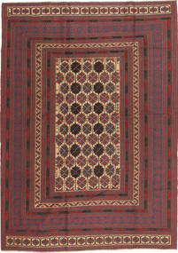 絨毯 キリム ゴルバリヤスタ 189X260 レッド/ダークレッド (ウール, アフガニスタン)