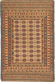 絨毯 オリエンタル キリム ゴルバリヤスタ 126X203 茶色/ベージュ (ウール, アフガニスタン)