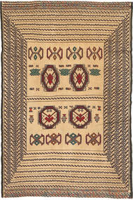 絨毯 キリム ゴルバリヤスタ 130X196 ベージュ/茶色 (ウール, アフガニスタン)