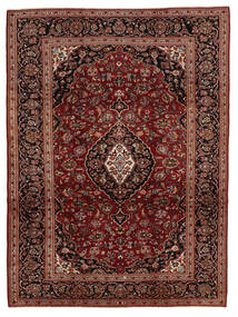 Tapete Oriental Kashan 224X315 Preto/Vermelho Escuro (Lã, Pérsia/Irão)