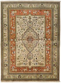  Tabriz Szőnyeg 107X140 Perzsa Gyapjúszőnyeg Barna/Narancssárga Kicsi Carpetvista