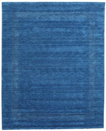  240X300 Plain (Single Colored) Large Handloom Gabba Rug - Blue Wool