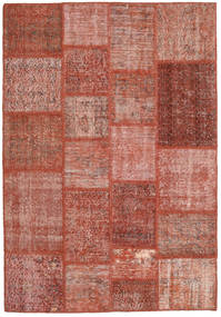 Patchwork Teppich 138X201 Rot/Orange Wolle, Türkei Carpetvista