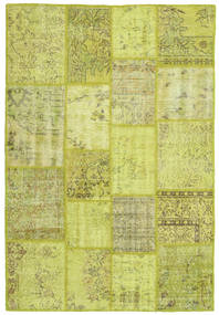 Patchwork Rug 138X205 Dark Green/Dark Yellow Wool, Turkey Carpetvista