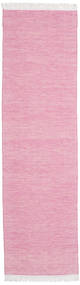  80X240 Plain (Single Colored) Small Diamond Wool Rug - Pink Wool