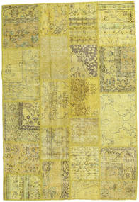 Patchwork Rug 139X205 Yellow/Green Wool, Turkey Carpetvista
