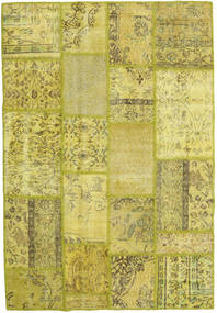Patchwork Rug 139X202 Yellow/Green Wool, Turkey Carpetvista