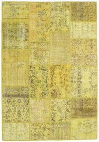 Patchwork Rug 140X204 Yellow/Green Wool, Turkey Carpetvista
