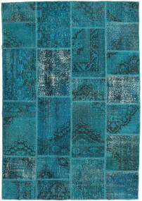 159X231 Tapis Patchwork Moderne Bleu/Petrole Foncé (Laine, Turquie) Carpetvista