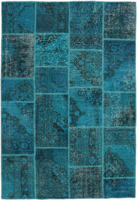 159X232 Patchwork Teppich Moderner Dunkeltürkis/Blau (Wolle, Türkei) Carpetvista