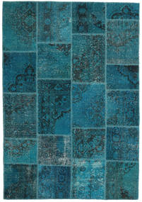 159X230 Patchwork Teppich Moderner Dunkeltürkis/Blau (Wolle, Türkei) Carpetvista