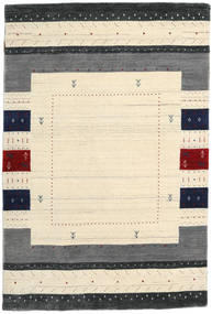  120X180 Pequeno Loribaf Loom Designer Tapete - Branco Creme/Cinzento Lã