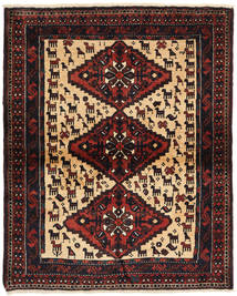 Alfombra Persa Shiraz 114X140 Rojo Oscuro/Beige (Lana, Persia/Irán)