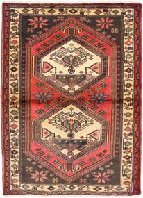 Hamadan Teppich 104X148 Braun/Beige Wolle, Persien/Iran Carpetvista