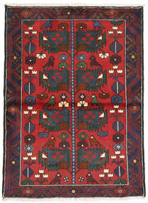 108X146 Tapis Hamadan D'orient Rouge/Gris Foncé (Laine, Perse/Iran) Carpetvista