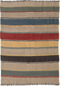 Kilim Rug Rug 140X195 Orange/Dark Grey Wool, Persia/Iran Carpetvista
