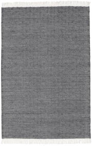  120X180 Plain (Single Colored) Small Diamond Wool Rug - Black Wool