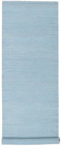 Vista 80X300 Small Light Blue Plain (Single Colored) Runner Wool Rug