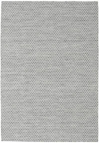  160X230 Plain (Single Colored) Kilim Honey Comb Rug - Light Grey Wool