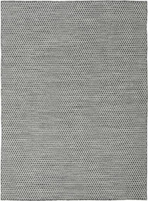 Kelim Honey Comb 210X290 Black/Grey Plain (Single Colored) Wool Rug