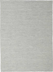  210X290 Plain (Single Colored) Kilim Honey Comb Rug - Grey Wool