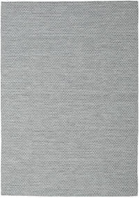  240X340 Plain (Single Colored) Large Kilim Honey Comb Rug - Dark Grey Wool