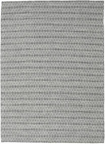 210X290 Kelim Long Stitch Teppich - Schwarz/Grau Moderner Schwarz/Grau (Wolle, Indien)
