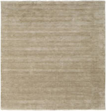  250X250 Plain (Single Colored) Large Handloom Fringes Rug - Light Grey/Beige Wool