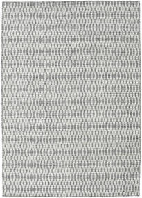 Kelim Long Stitch Teppich - Dunkelgrau 140X200 Dunkelgrau Wolle, Indien