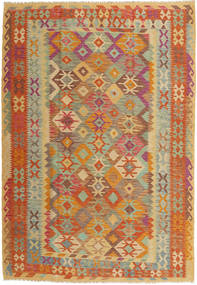  204X291 Kelim Afghan Old Style Tæppe Orange/Brun Afghanistan Carpetvista