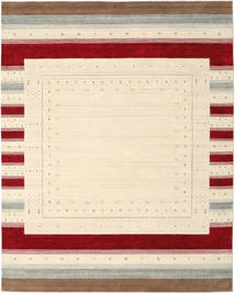  240X300 Large Loribaf Loom Designer Rug - Cream White/Red Wool