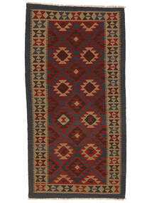  Orientalischer Kelim Maimane Teppich 102X194 Schwarz/Braun Wolle, Afghanistan Carpetvista