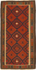 Kelim Maimane Matta 100X188 Brun/Röd Ull, Afghanistan Carpetvista
