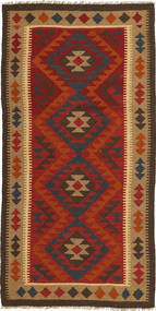 Kelim Maimane Teppich 100X202 Braun/Rot Wolle, Afghanistan Carpetvista