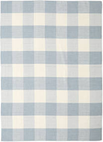 Check Kilim Rug - Light Blue/Off White 240X340 Light Blue/Off White Wool, India