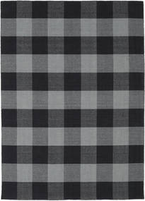 210X290 絨毯 Check キリム - ブラック/ダークグレー モダン ブラック/ダークグレー (インド)