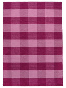 Check Kilim Rug - Pink 210X290 Pink Wool, India