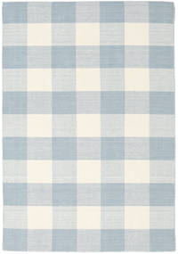 140X200 Check Kilim Vloerkleed - Lichtblauw/Gebroken Wit Modern Lichtblauw/Gebroken Wit (Wol, India)
