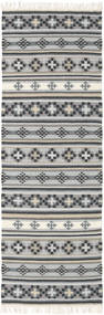 Kelim Cizre 80X250 Small Grey/Ivory White Runner Wool Rug