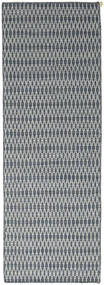  80X240 Plain (Single Colored) Small Kilim Long Stitch Rug - Blue Wool