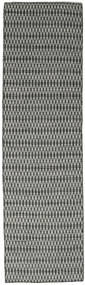 Kelim Long Stitch 80X290 Small Black/Grey Plain (Single Colored) Runner Wool Rug