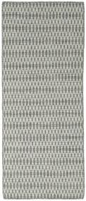  80X200 Plain (Single Colored) Small Kilim Long Stitch Rug - Grey Wool