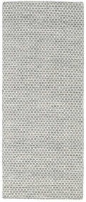 Kelim Honey Comb 80X200 Small Grey Plain (Single Colored) Runner Wool Rug