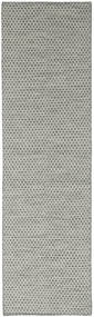 Kelim Honey Comb Teppich - Grau 80X290 Läufer Grau Wolle, Indien