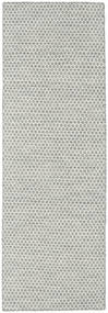 Kelim Honey Comb 80X240 Small Grey Geometric Runner Wool Rug