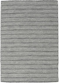 Kilim Long Stitch Rug - Black/Grey 160X230 Black/Grey Wool, India