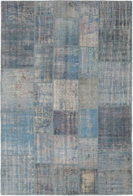 Tapete Patchwork 205X306 Cinzento/Azul (Lã, Turquia)