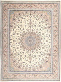 イスファハン 絹の縦糸 絨毯 315X420 ペルシャ ベージュ/ライトグレー 大