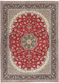  300X417 円形 大 イスファハン 絹の縦糸 絨毯 